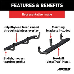 ARIES 2558006 - AscentStep 5-1/2 x 85 Black Steel Running Boards, Select Ram 1500, 2500, 3500