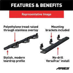 ARIES 2558007 - AscentStep 5-1/2 x 91 Black Steel Running Boards, Select Ram 1500 Crew Cab