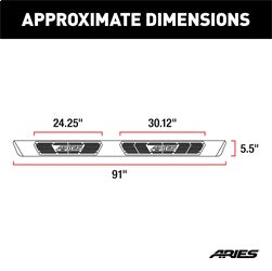 ARIES 2558048 - AscentStep 5-1/2 x 91 Black Steel Running Boards, Select Ford F-Series Crew