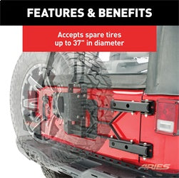 ARIES 2563000 - Jeep Wrangler JK Heavy-Duty Spare Tire Carrier