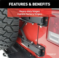 ARIES 2563000 - Jeep Wrangler JK Heavy-Duty Spare Tire Carrier