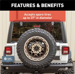 ARIES 2563001 - Jeep Wrangler JL Heavy-Duty Spare Tire Carrier