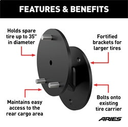 ARIES 25630AB - Jeep Wrangler JK Spare Tire Relocation Carrier