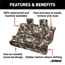 ARIES 3147-20 - Seat Defender 58 x 63 Removable Waterproof Camo XL Bench Cover