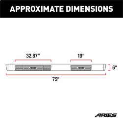 ARIES 4444002 - 6 x 75 Polish Stainless Oval Side Bars, Select Silverado, Tahoe, Sierra, Yukon