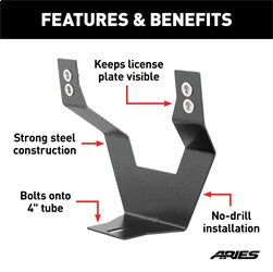 ARIES 45-0000 - 4 Inch Bull Bar License Plate Bracket