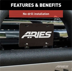 ARIES 45-0000 - 4 Inch Bull Bar License Plate Bracket