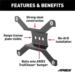 ARIES 55-0000 - Jeep Bumper License Plate Bracket