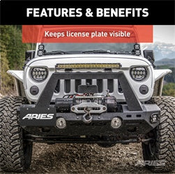 ARIES 55-0000 - Jeep Bumper License Plate Bracket