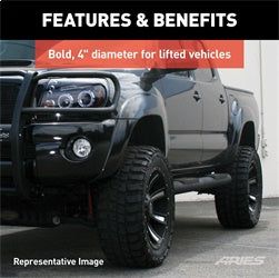 ARIES AL232009 - Big Step 4 Black Aluminum Round Side Bars, Select Toyota Tacoma