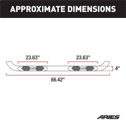 ARIES AL232012 - Big Step 4 Black Aluminum Round Side Bars, Select Toyota Tundra