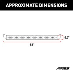 ARIES C2853 - RidgeStep 6-1/2 x 53 Black Steel Running Boards (No Brackets)