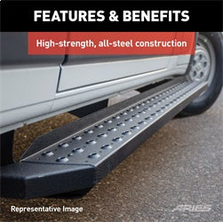 ARIES C3696 - RidgeStep 6-1/2 x 96", 36 Black Steel Running Boards (No Brackets)