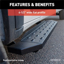 ARIES C3696 - RidgeStep 6-1/2 x 96", 36 Black Steel Running Boards (No Brackets)