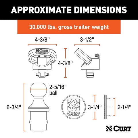 CURT 60638 - OEM Puck System 2-5/16in. Gooseneck Kit Ram (38K)