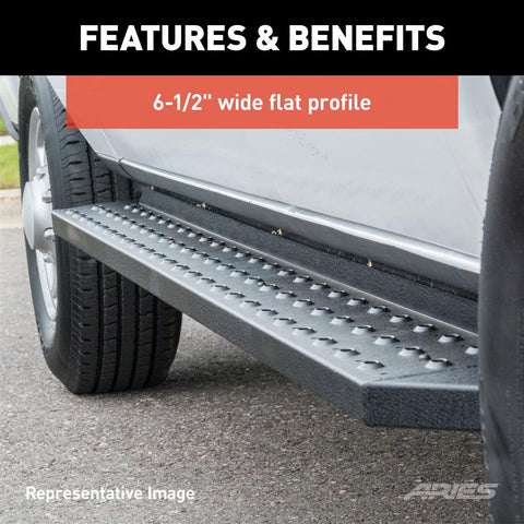 ARIES 2055513 - RidgeStep 6-1/2 x 53 Steel Running Boards, Select Dodge, Ram 1500, 2500, 3500