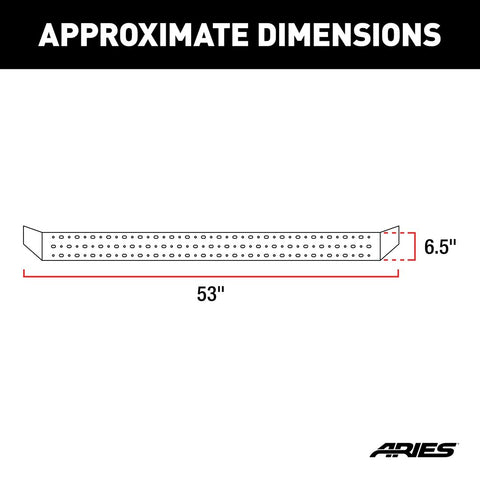 ARIES 2055513 - RidgeStep 6-1/2 x 53 Steel Running Boards, Select Dodge, Ram 1500, 2500, 3500