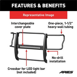 ARIES P2066 - Pro Series Black Steel Grille Guard, No-Drill, Select Toyota 4Runner