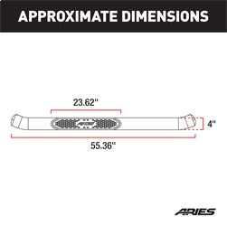 ARIES S224017-2 - 4 Polished Stainless Oval Side Bars, Select Silverado, Sierra 1500, 2500, 3500