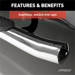 ARIES S224053-2 - 4 Polished Stainless Oval Side Bars, Select Silverado, Sierra 1500, 2500, 3500