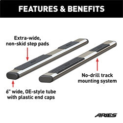 ARIES S2885 - 6 x 85 Polished Stainless Oval Side Bars (No Brackets)